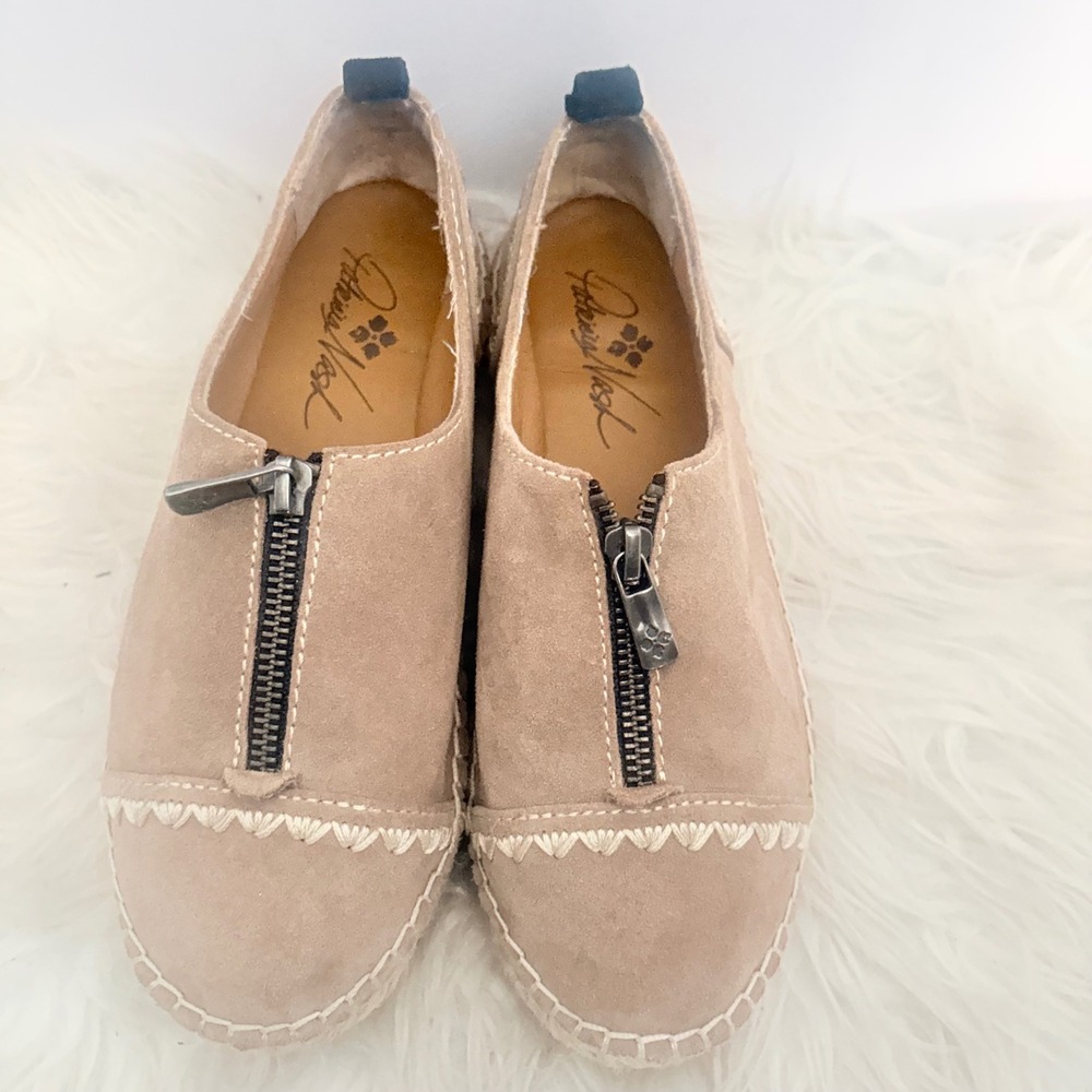 Patricia Nash Womens Suede Espadrille Zip Flats Tan Size 6